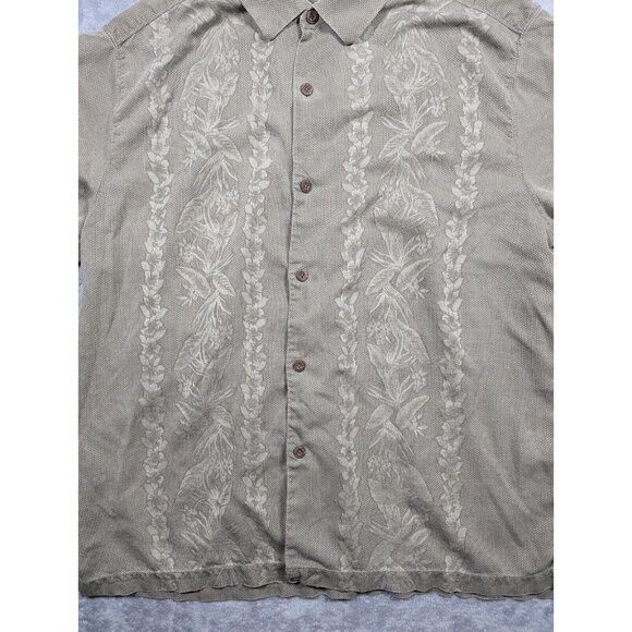 Tommy Bahama Button Up Shirt Men XL Beige 100% Silk Original Fit Hawaiian Floral - Picture 4 of 10